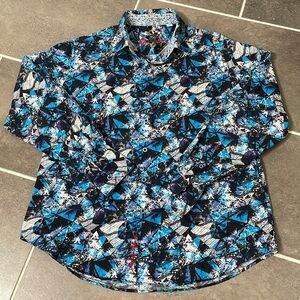 Robert Graham Flip Cuff‎ Long Sleeve Dress Shirt size Medium